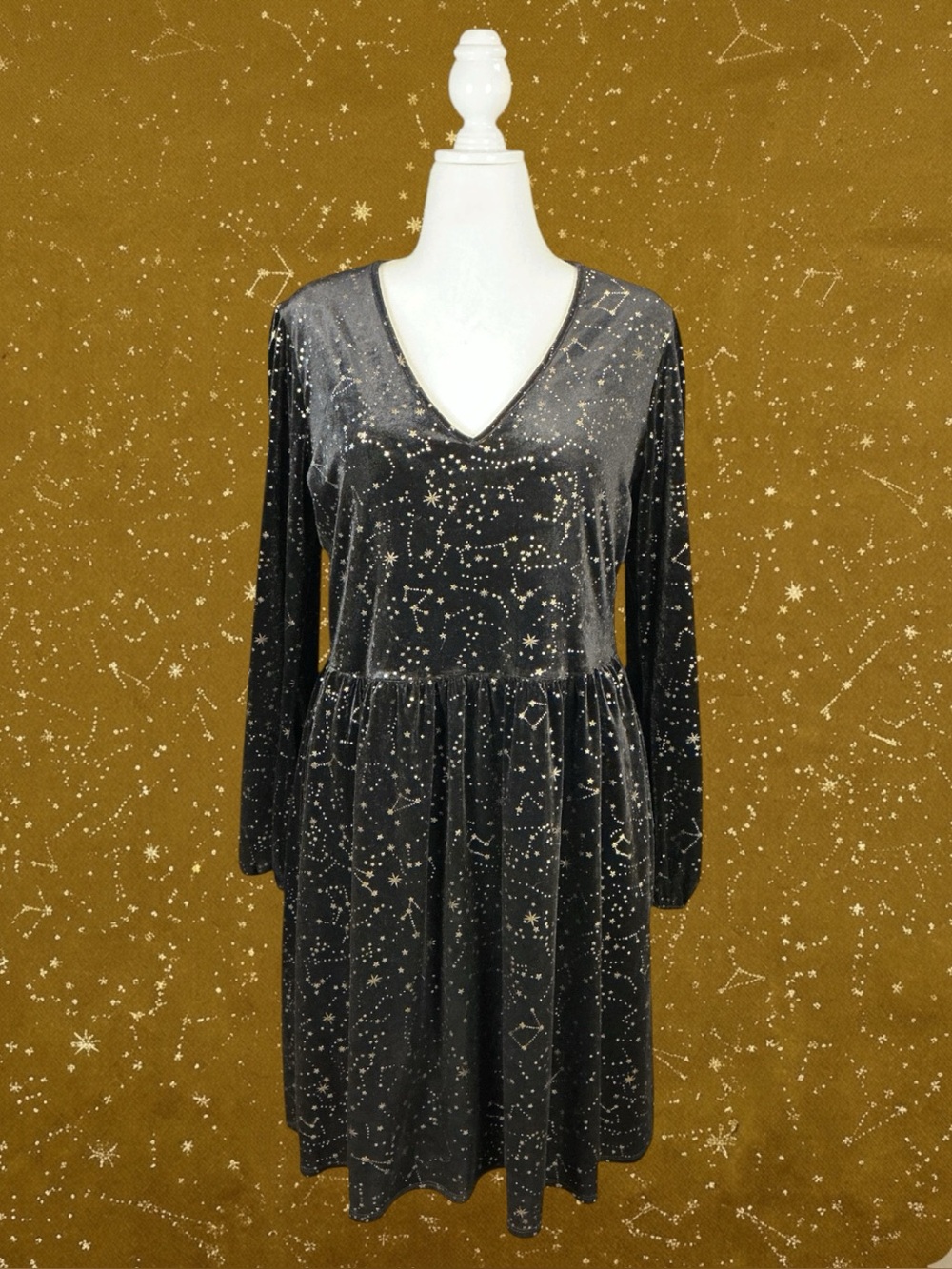 Midnight Hour Glam Goth Whimsigoth Fairycore Grunge Velvet Celestial Dress 2XL